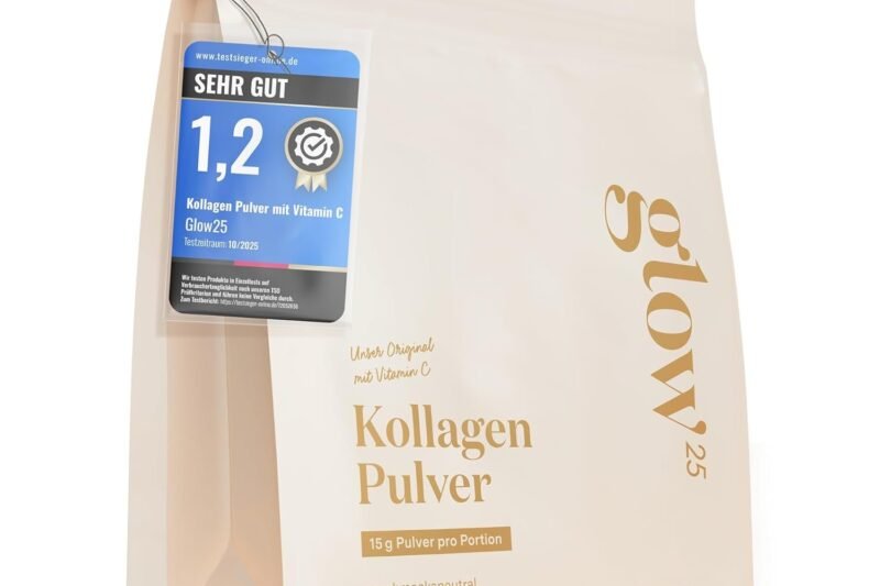 Glow25 Collagen Powder [450g] – Our Original – Collagen Hydrolysate with Vitamin C – Peptides Type 1 and 3 – Good Solubility – Neutral